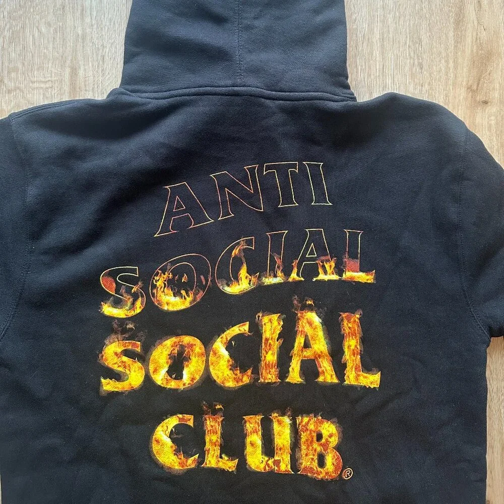 BRAND NEW WITH TAGS Anti Social Social Club A Fire Inside Flame Hoodie MEDIUM - Picture 1 of 5